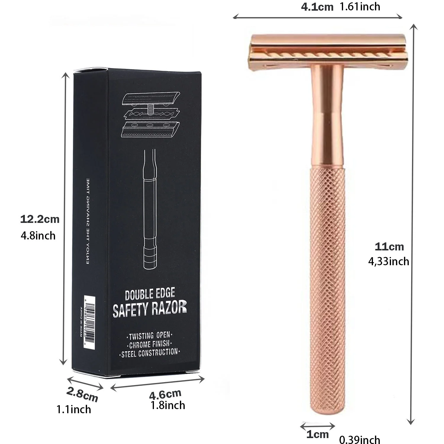 Metal Men's Manual Shaver Hand Razor with Blade Holder Metal Double Layer Blade Enclosed Cutter Head for Smooth Shaving