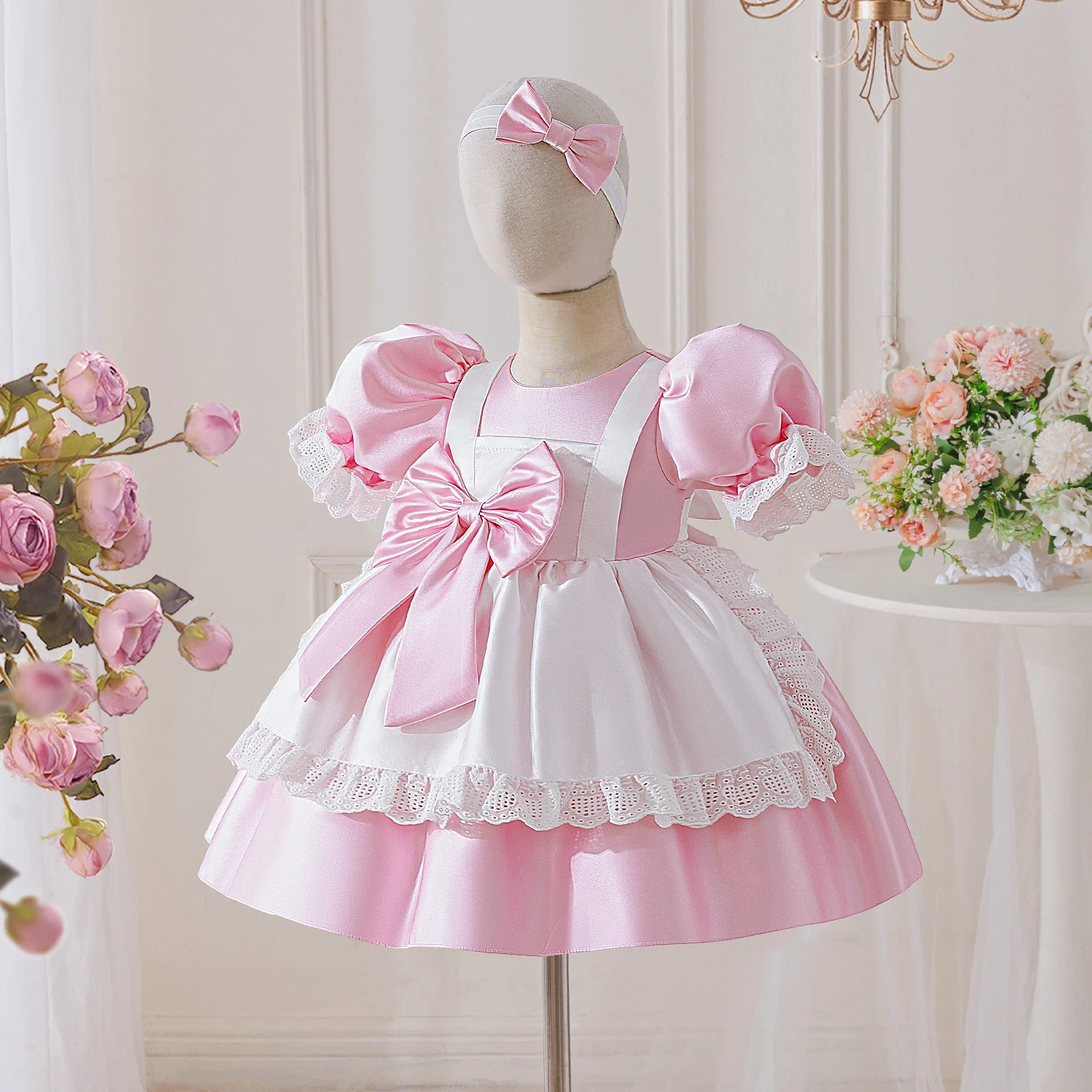 Wonderland Alice Maids Princess Girls Dress Lolita Alices Cartoon Bow Wedding Party Birthday Prom Dresses Girl Halloween Costume