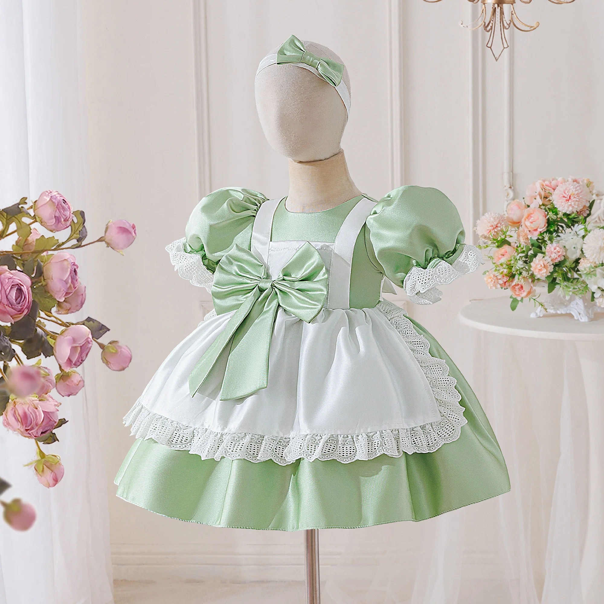Wonderland Alice Maids Princess Girls Dress Lolita Alices Cartoon Bow Wedding Party Birthday Prom Dresses Girl Halloween Costume