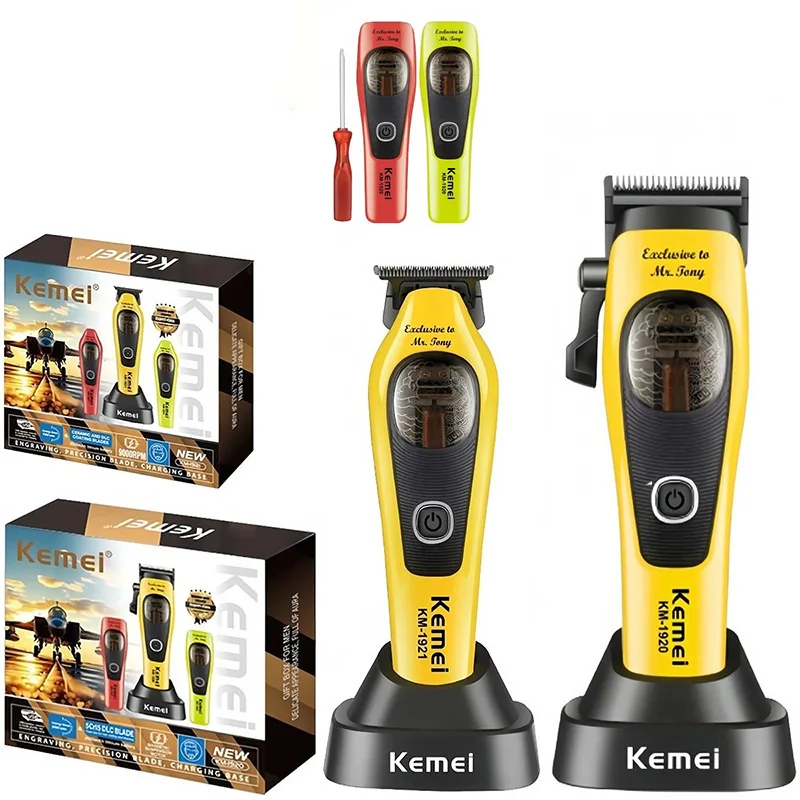 Kemei 1920 1921 Electric Hair Trimmer 9000RPM Professional Hair Clippers Barber Vector Motor Finish Hair Cutting Machine for Men