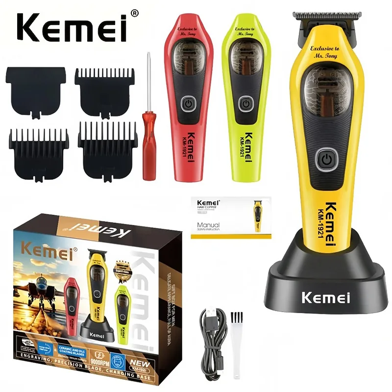 Kemei 1920 1921 Electric Hair Trimmer 9000RPM Professional Hair Clippers Barber Vector Motor Finish Hair Cutting Machine for Men