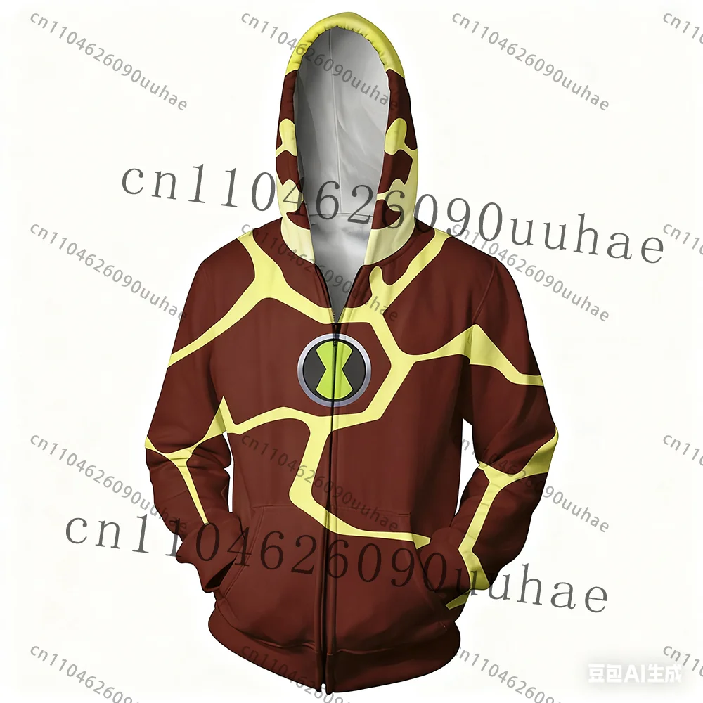New Anime Omnitrix Ben10 Cosplay Hoodie Pullover Ben Tennyson Print Kid Cartoon Hoodie Fall Winter Casual Harajuku Zipper Hoodie