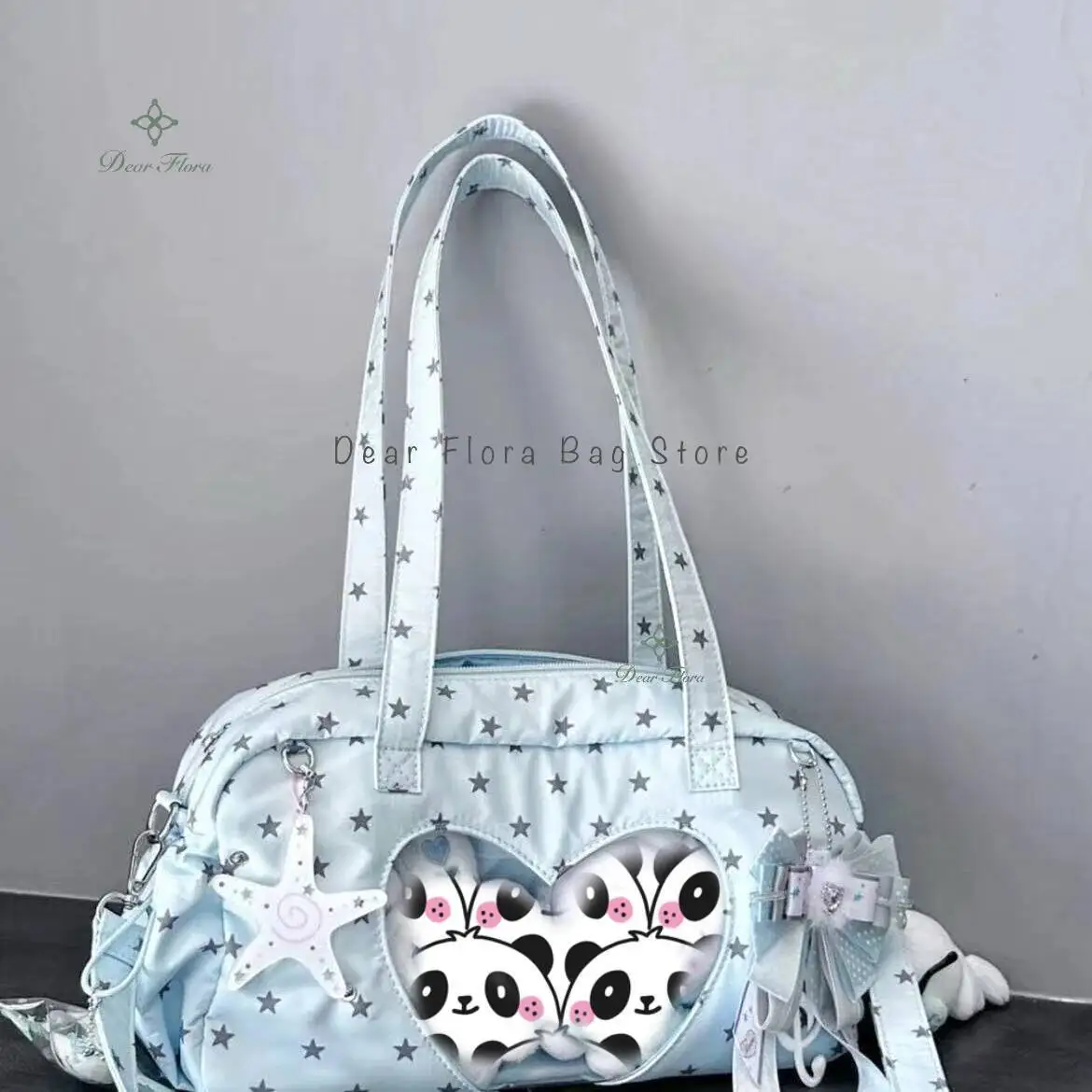 New Cute Ita Bag Women Large Capacity Shoulder Bag Lolita Girl Transparent Bag DIY Badge Display Crossbody Bag Y2K Sweet Handbag