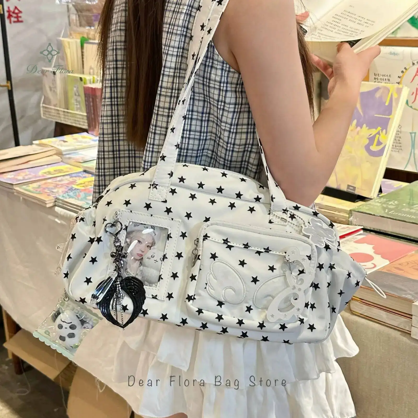 New Cute Ita Bag Women Large Capacity Shoulder Bag Lolita Girl Transparent Bag DIY Badge Display Crossbody Bag Y2K Sweet Handbag