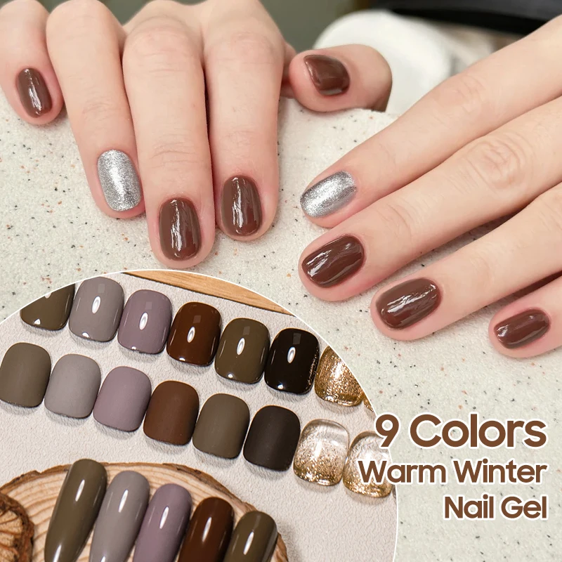 9 Colors Warm Winter Patting Painting Gel Nail Polish Glitter Effect Soak Off Gel Varnish Gradient Pat Gel Palette Nail Supplies