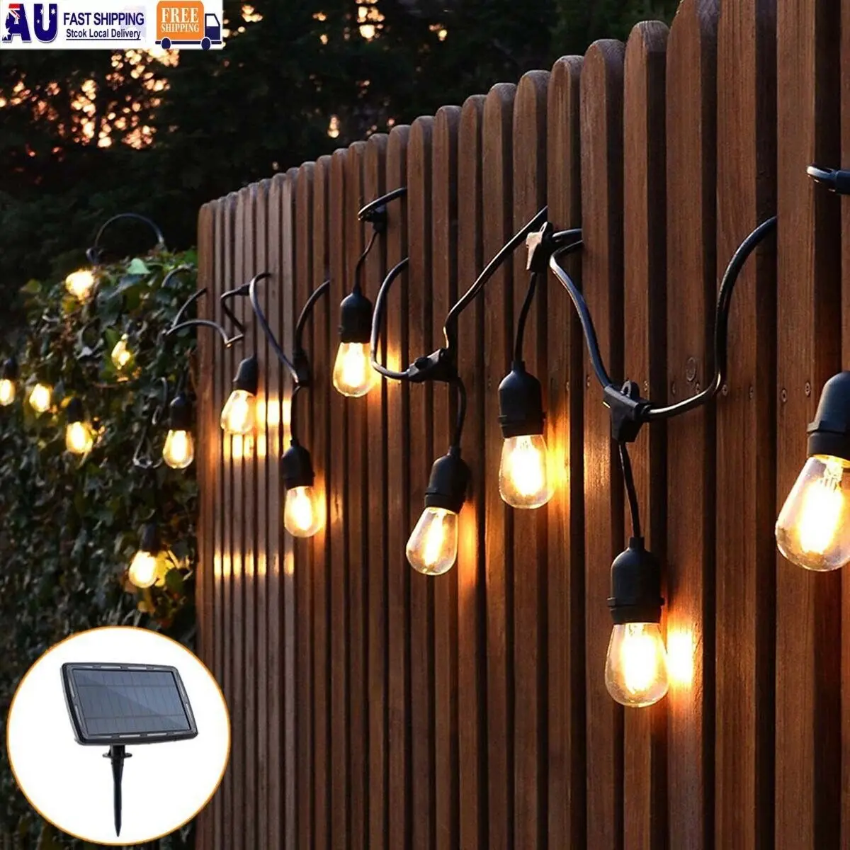 Solar Power 15LED 48FT Festoon String Lights Wedding Party Lights Waterproof for Party Holiday Garden Patio