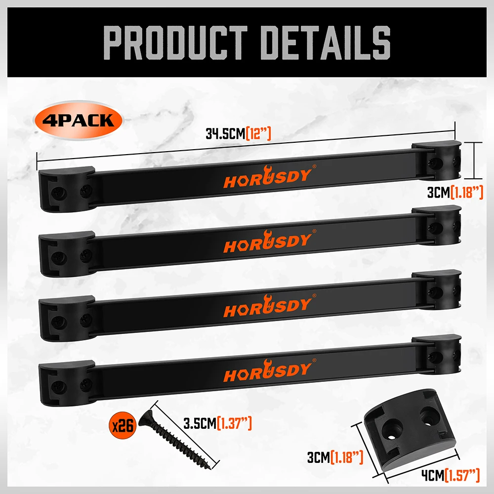 HORUSDY 4Pc 12" Magnetic Tool Holder Strip Garage Storage Organiser Extra Long