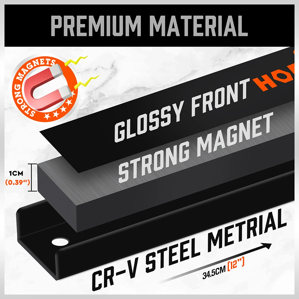 HORUSDY 4Pc 12" Magnetic Tool Holder Strip Garage Storage Organiser Extra Long