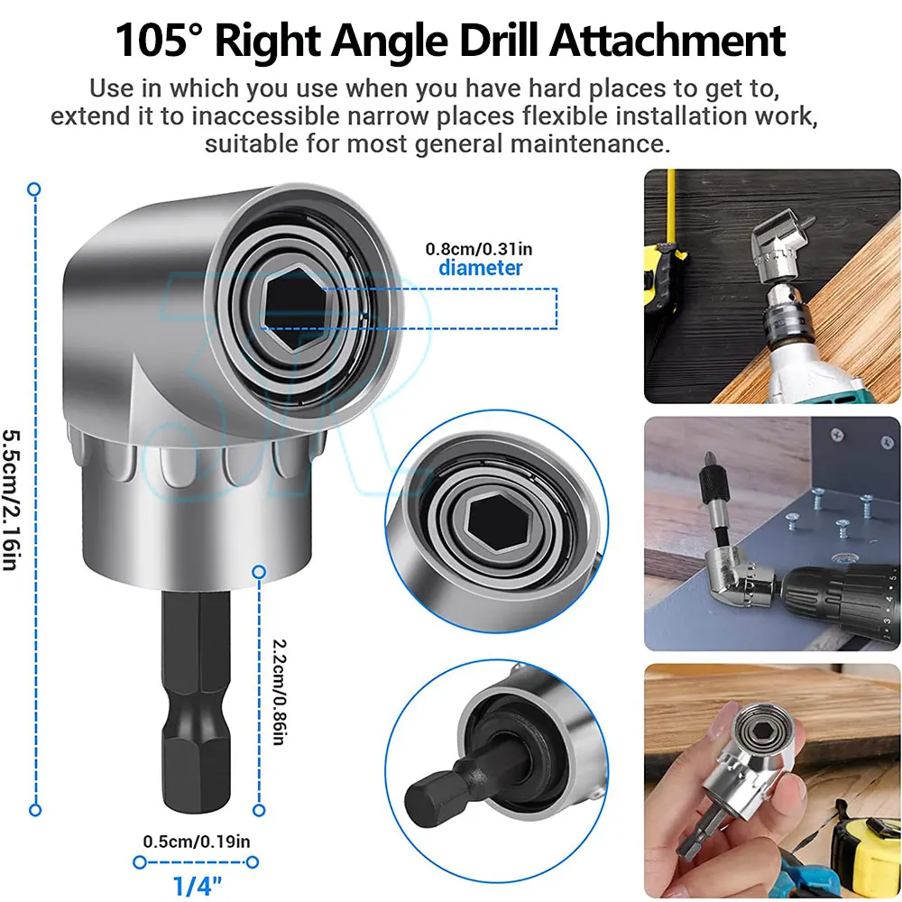 105 Degree Multifunction Right Angle Driver Extension Screwdriver Drill Adapter