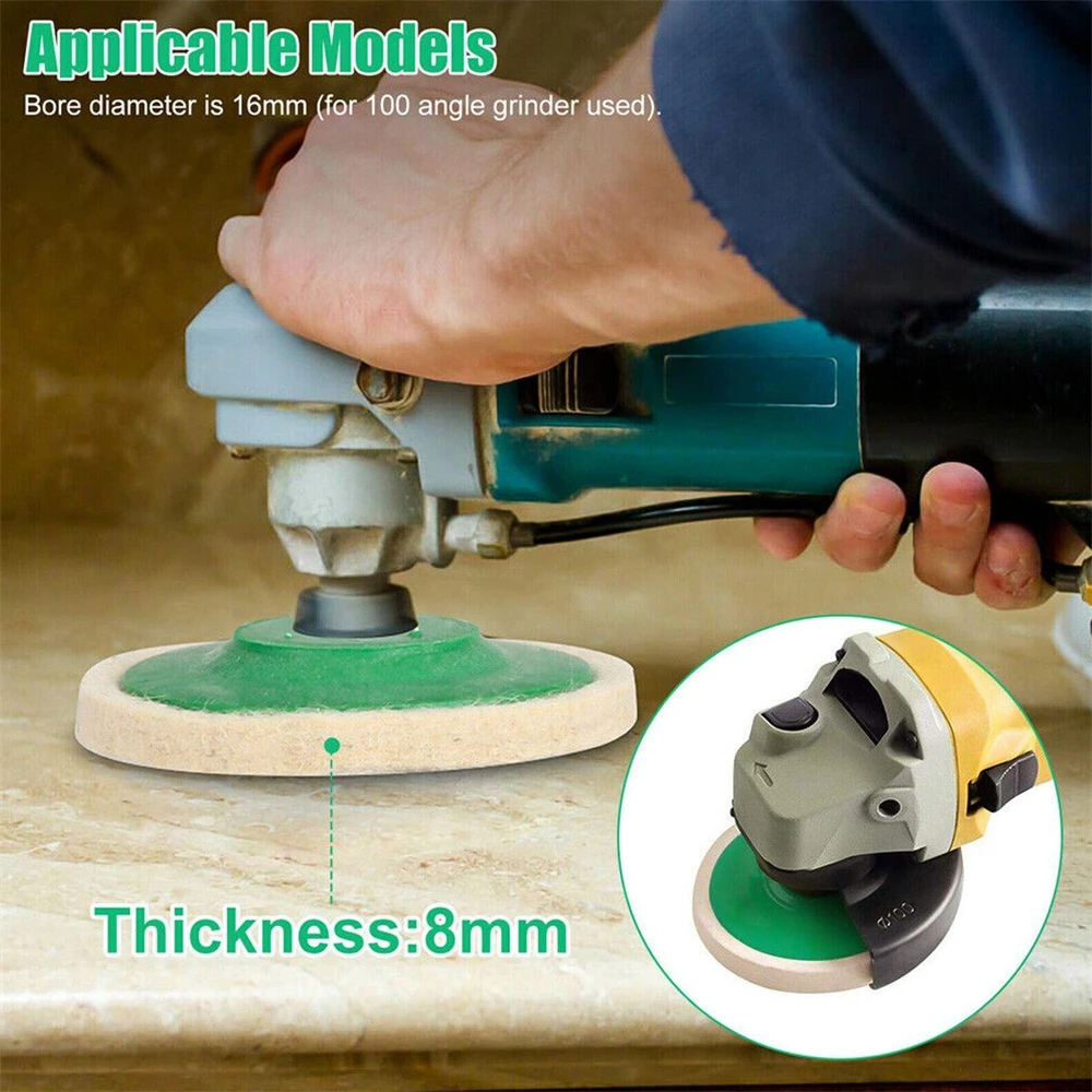 4PCS 125MM Round Wool Buffing Pad Polishing Wheel Felt Buffer Disc for Angle Grinder