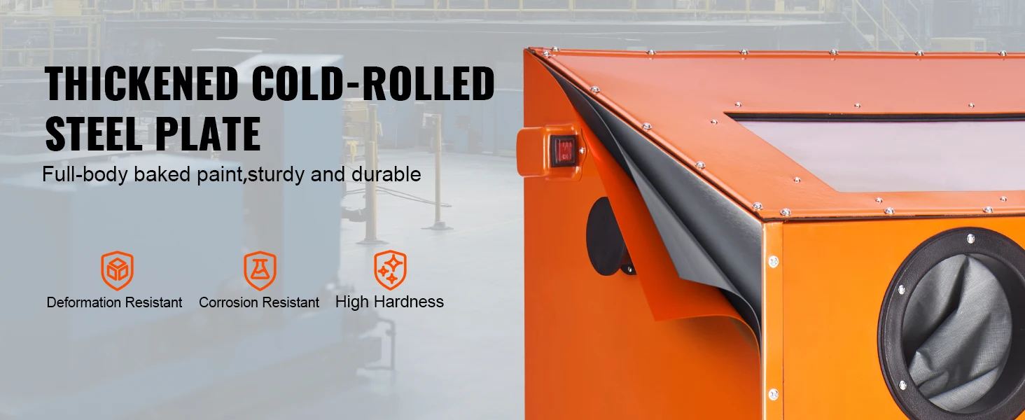 SucceBuy 60 Gallon Sandblasting Cabinet Portable Benchtop Sand Blaster with Blasting Gun Nozzles for Stain Rust Removal
