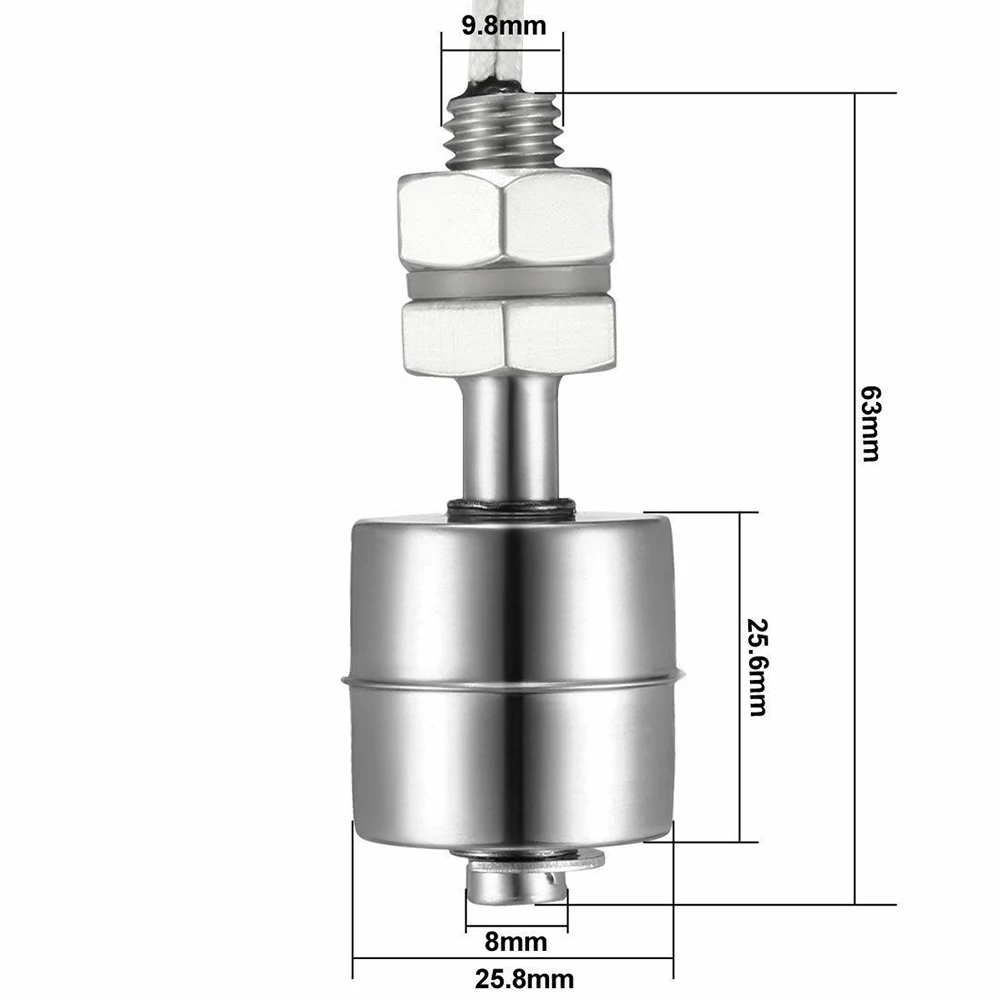 2PCS Float Switch Sensor Vertical Stainless Steel Liquid Water level