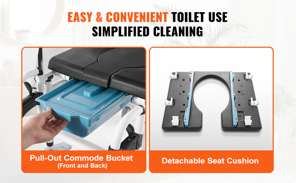 SucceBuy Shower Wheelchair 17.5 in Width Aluminum Alloy Bathroom Wheelchair for Inside Shower for Disabled Adult 300 lbs