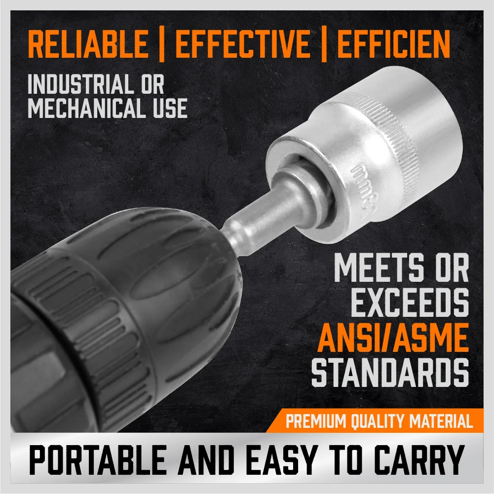 HORUSDY 9Pc Drill Socket Adapter Hex Impact Driver Bit Extension Adaptor 1/4" 3/8" 1/2"