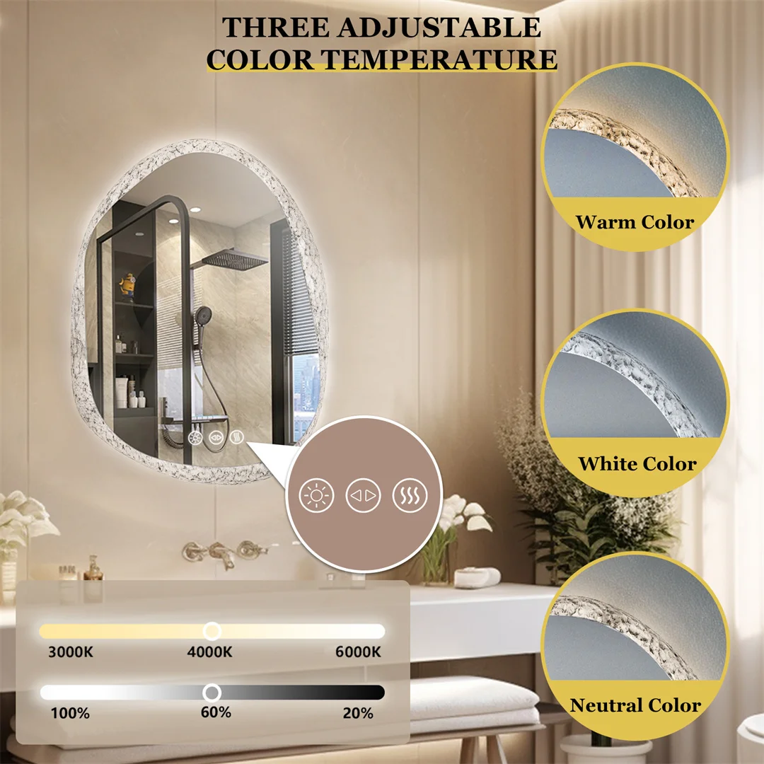 LUVODI Frameless LED Bathroom Mirror with Touch Sensors Wall Mounted Backlit Vanity Mirror IP44