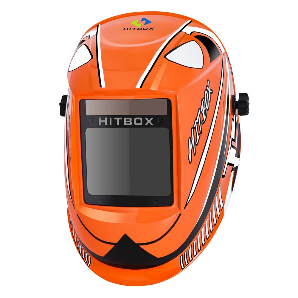 HITBOX Auto Darkening Welding Helmet 3.93x3.14" Super Large View Screen Solar Ture Color Mask Fast Darkening for ARC MIG TIG CUT