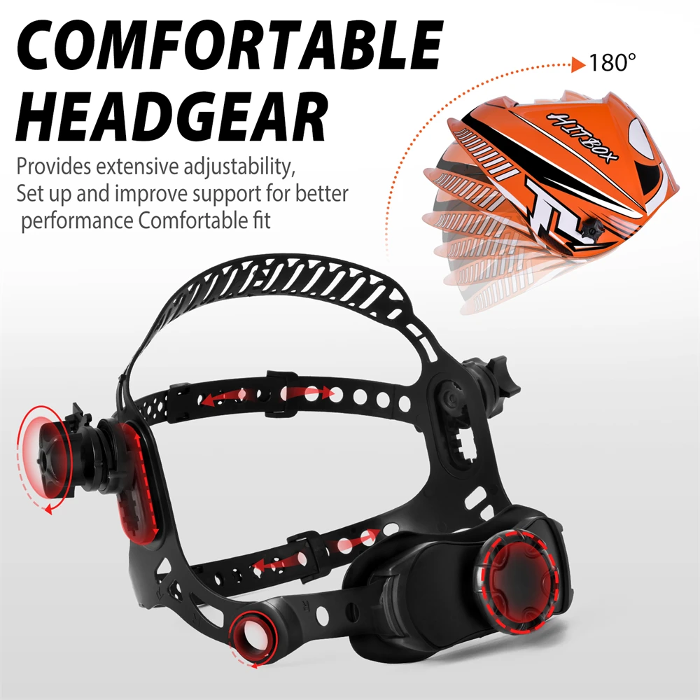 HITBOX Auto Darkening Welding Helmet 3.93x3.14" Super Large View Screen Solar Ture Color Mask Fast Darkening for ARC MIG TIG CUT