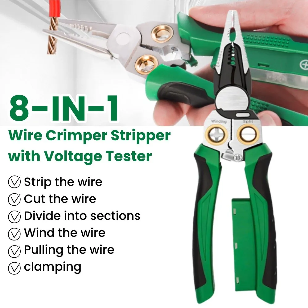 8 In 1 Wire Stripper with Voltage Tester Multi-Function Electrician Pliers Tools
