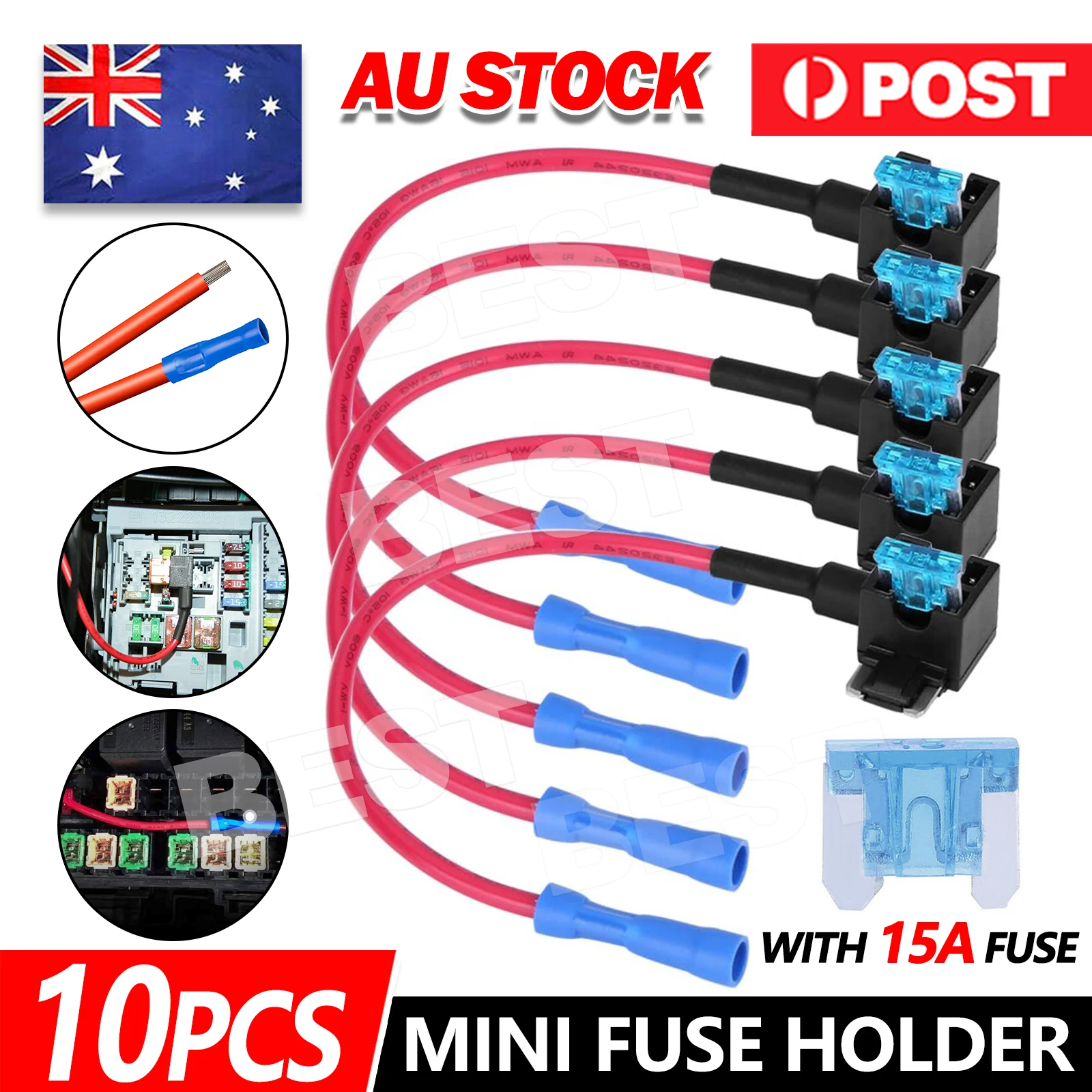 10PCS Add A Circuit Fuse Tap Car Mini Micro Blade Fuse Box Holder 12V Low Profile