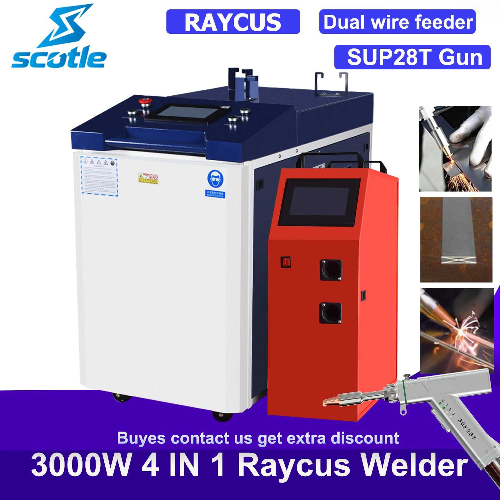 Raycus 3000W Laser Welding Machine 4 in1 Laser Welder Fiber Laser Cleaning 1500W 2000W 3000W for Metal Cleaning Cutting Welding