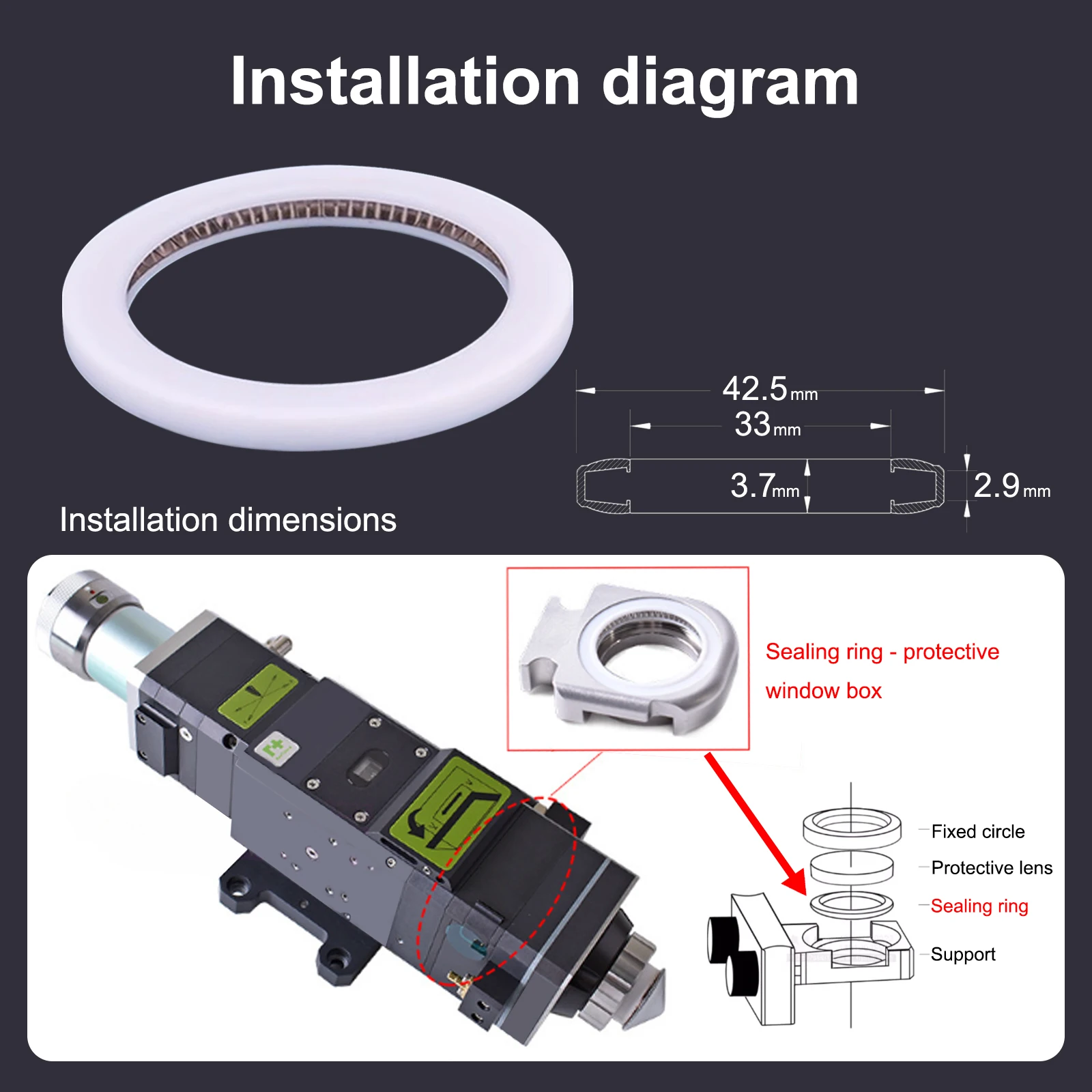 D18*2 Protective Sealing Ring Laser Protective Windows for Fiber Laser Welding Head 21x15x2.7MM Sealing Ring for SUP23 SUP