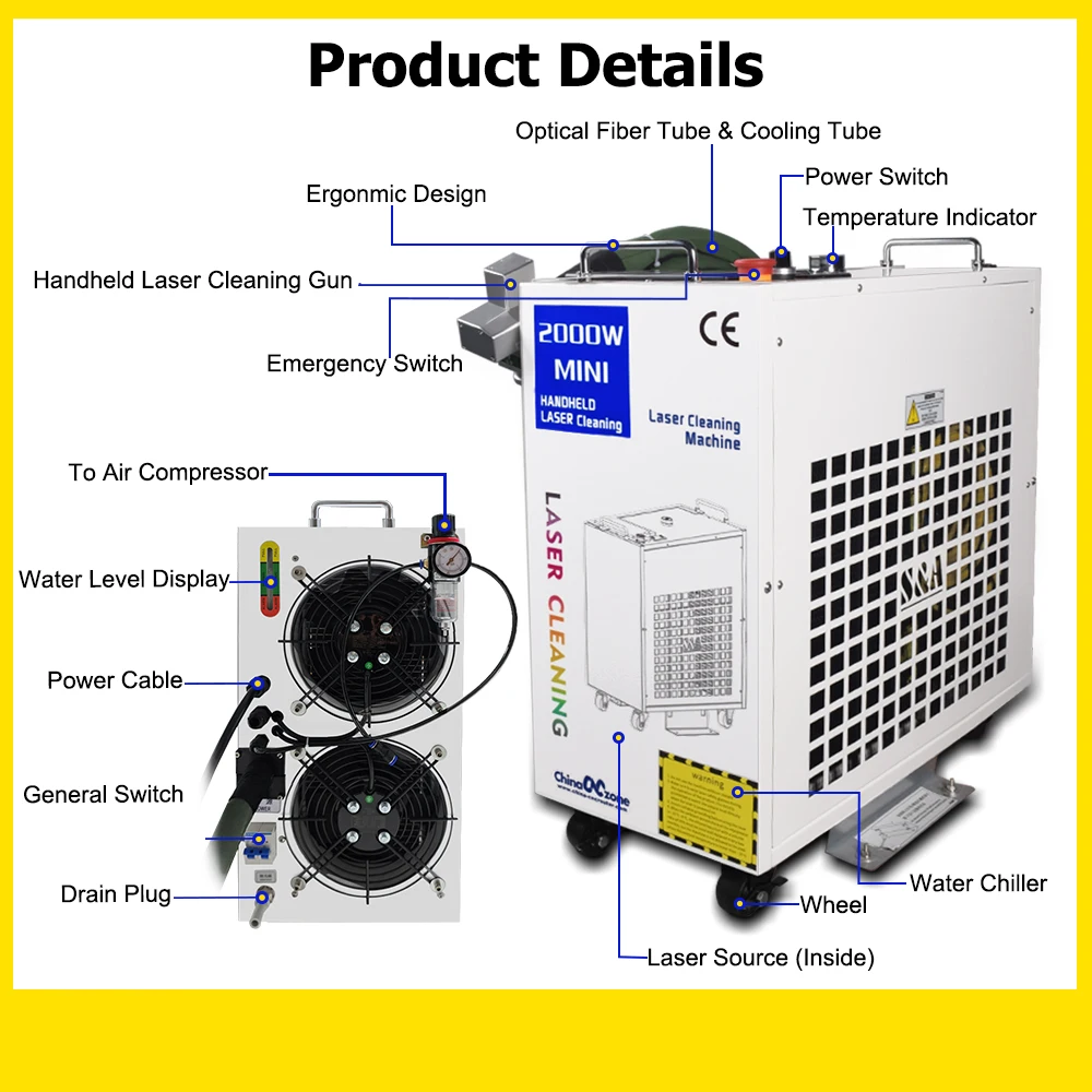 BWT2000W Laser Cleaning Machine Rust Removal Cleaning Oil Paint for Metal Cleaning Width 300MM Fiber Laser Cleaner Rust Removing