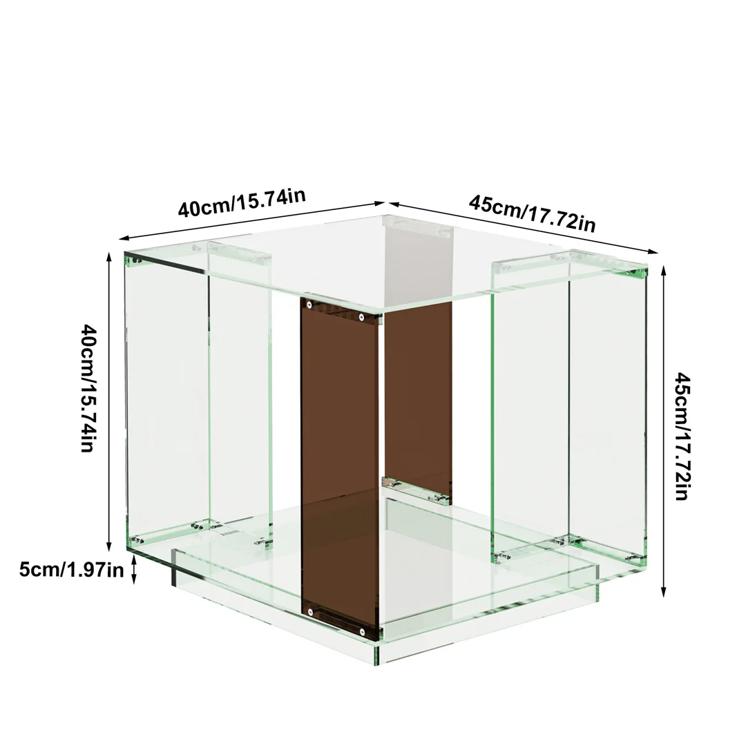 Green-Tinted Acrylic End Table Stand Bedside Nightstand with Open Shelf for Bedroom Living Room Side Table