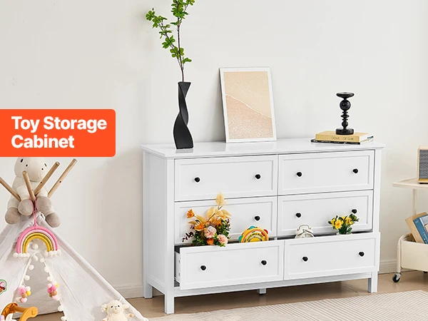 VEVOR 6/9 Drawer Dresser Wooden Chest of Drawers with Sliding and Anti-tip Device for Living Room Hallway Bedroom Entryway
