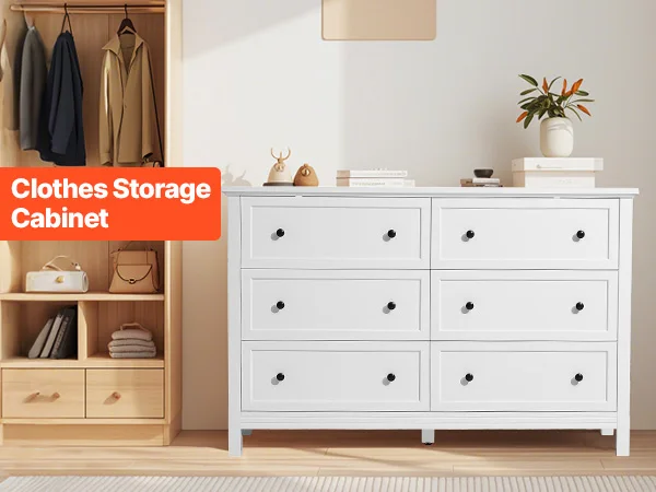 VEVOR 6/9 Drawer Dresser Wooden Chest of Drawers with Sliding and Anti-tip Device for Living Room Hallway Bedroom Entryway