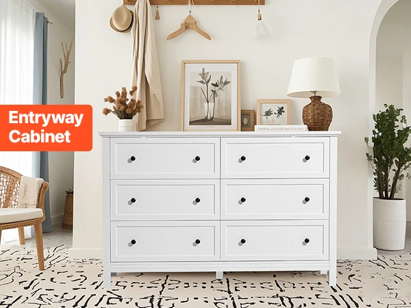 VEVOR 6/9 Drawer Dresser Wooden Chest of Drawers with Sliding and Anti-tip Device for Living Room Hallway Bedroom Entryway