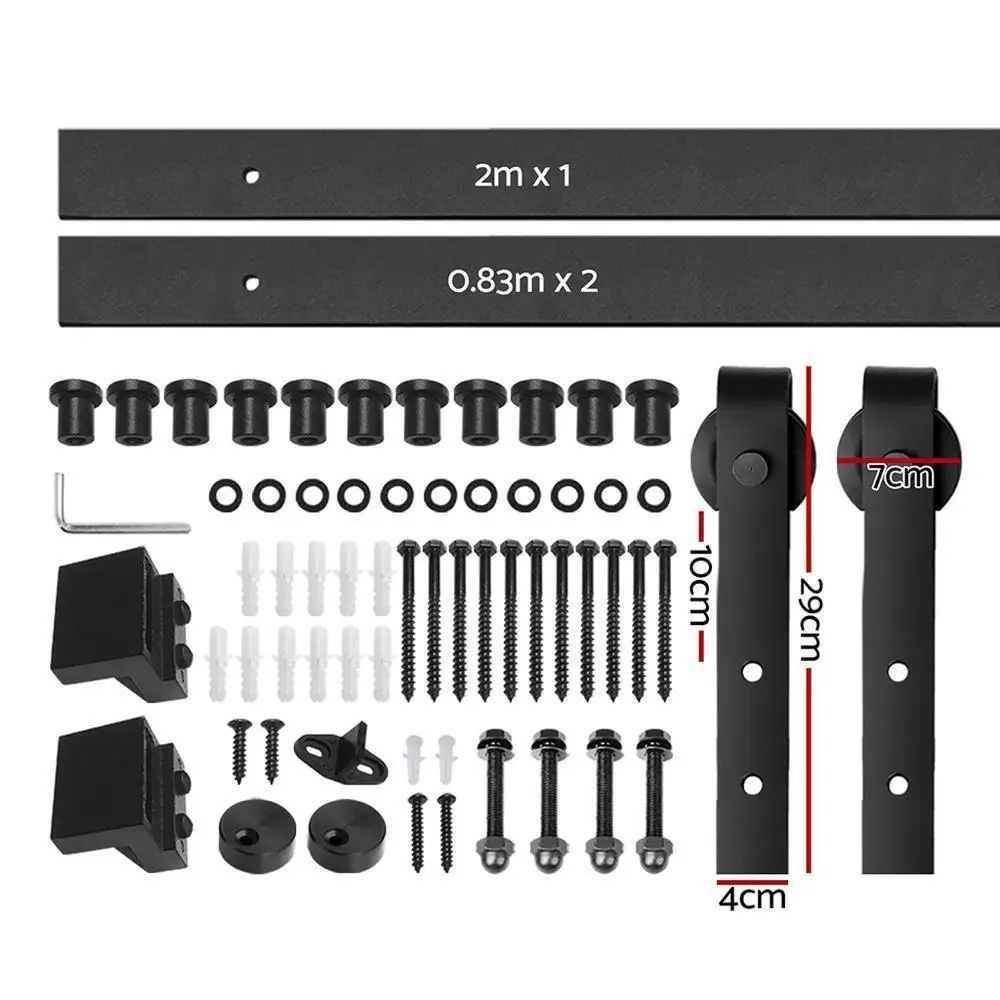Sliding Barn Door Hardware Track Set 3.66m Heavy Duty Smooth Sliding Door Rail Kit for Wood Doors Interior Home Hardware Adjustable Rollers Quiet Operation