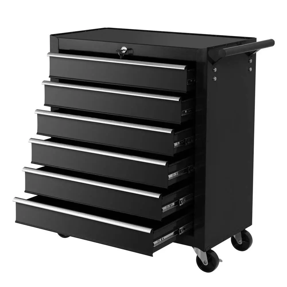 6 Drawer Rolling Tool Cabinet Storage Chest Garage Workshop Toolbox Cart Heavy Duty Metal Organizer Cabinet