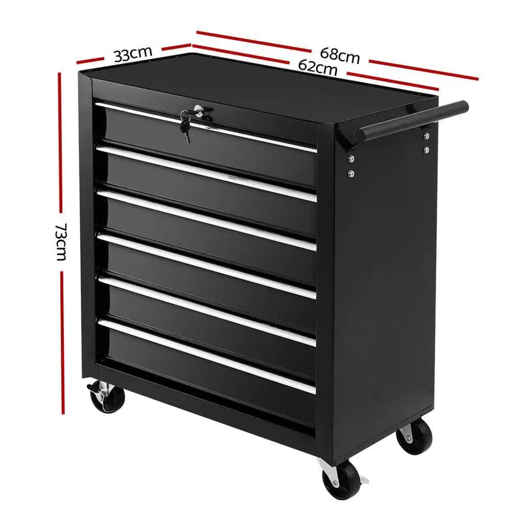 6 Drawer Rolling Tool Cabinet Storage Chest Garage Workshop Toolbox Cart Heavy Duty Metal Organizer Cabinet