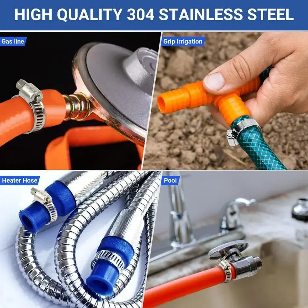 Stainless Steel Worm Gear Adjustable Hose Clamp Screw Band Fastener For Car Fuel Tube Water Pipe Faucet Repair Tools