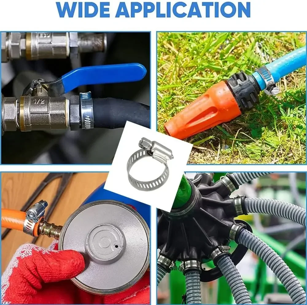 Stainless Steel Worm Gear Adjustable Hose Clamp Screw Band Fastener For Car Fuel Tube Water Pipe Faucet Repair Tools