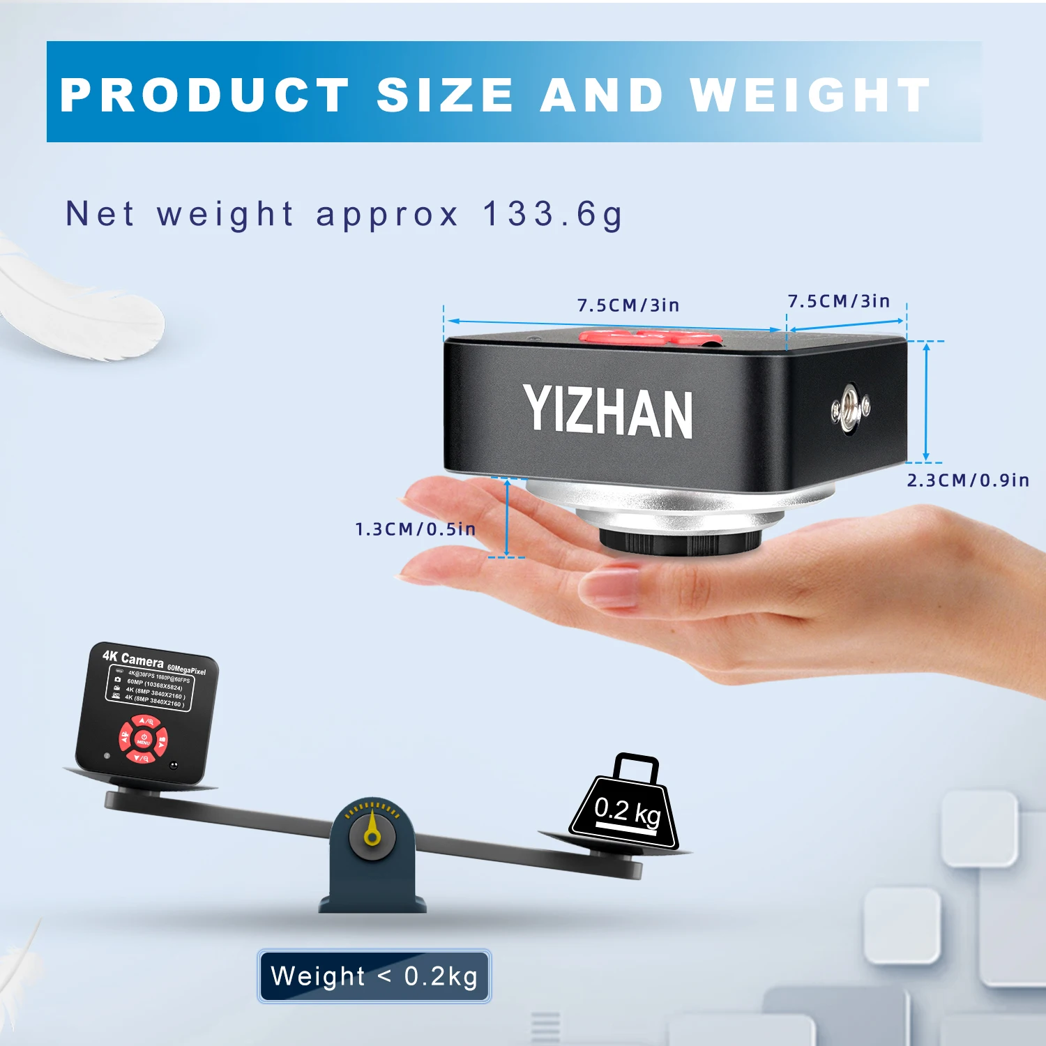 YIZHAN Desktop Industrial Digital Microscope 4K 60MP/48MP/13MP HDMI VGA USB Camera HD Electronic Magnifier Clamp type bracket