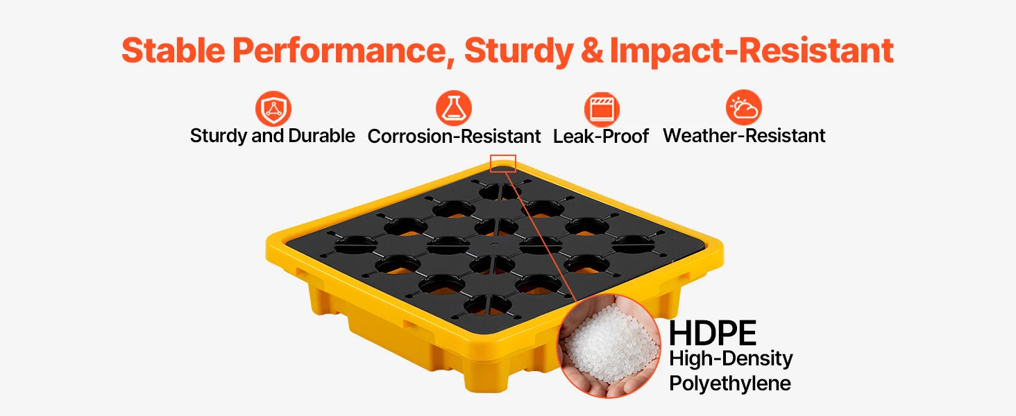 SucceBuy 11.4/21/31 Gal Sump Spill Containment Pallet with Drain 1/2/4 Drum Low Profile Spill Containment Modular Platform