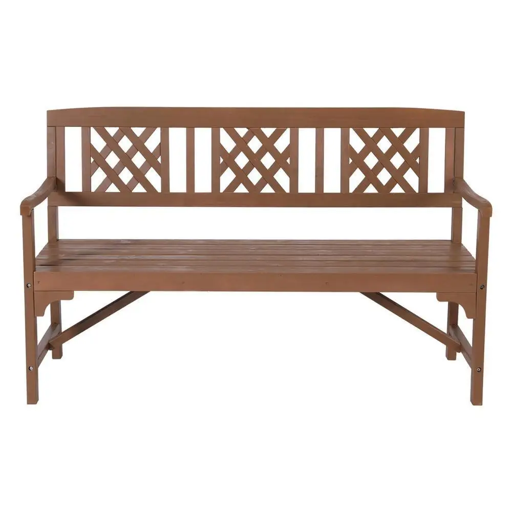 Outdoor Wooden Garden Bench 3 Seat Patio Lounge Chair Natural Finish