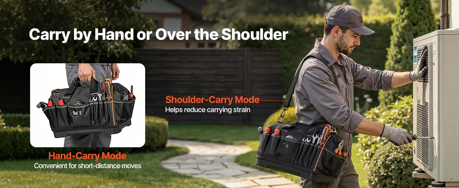 SucceBuy 16/20in Tool Bag 33-Pocket Professional Electrician Portable Toolbag Working Multifunction Organizing Storage Tool Bag