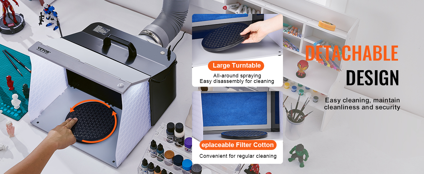 SucceBuy  Airbrush Spray Booth Portable Hobby Airbrush Paint Spray Booth Kit with 4 LED Light Powerful Dual Exhaust Fans