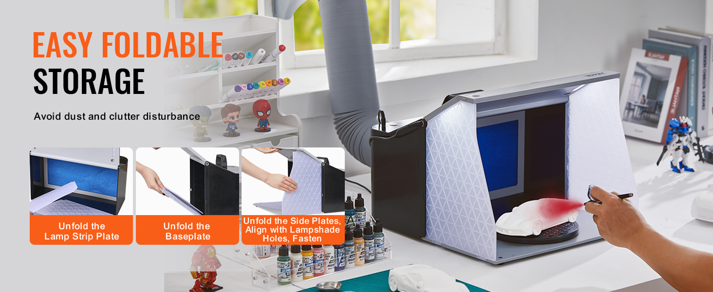 SucceBuy  Airbrush Spray Booth Portable Hobby Airbrush Paint Spray Booth Kit with 4 LED Light Powerful Dual Exhaust Fans
