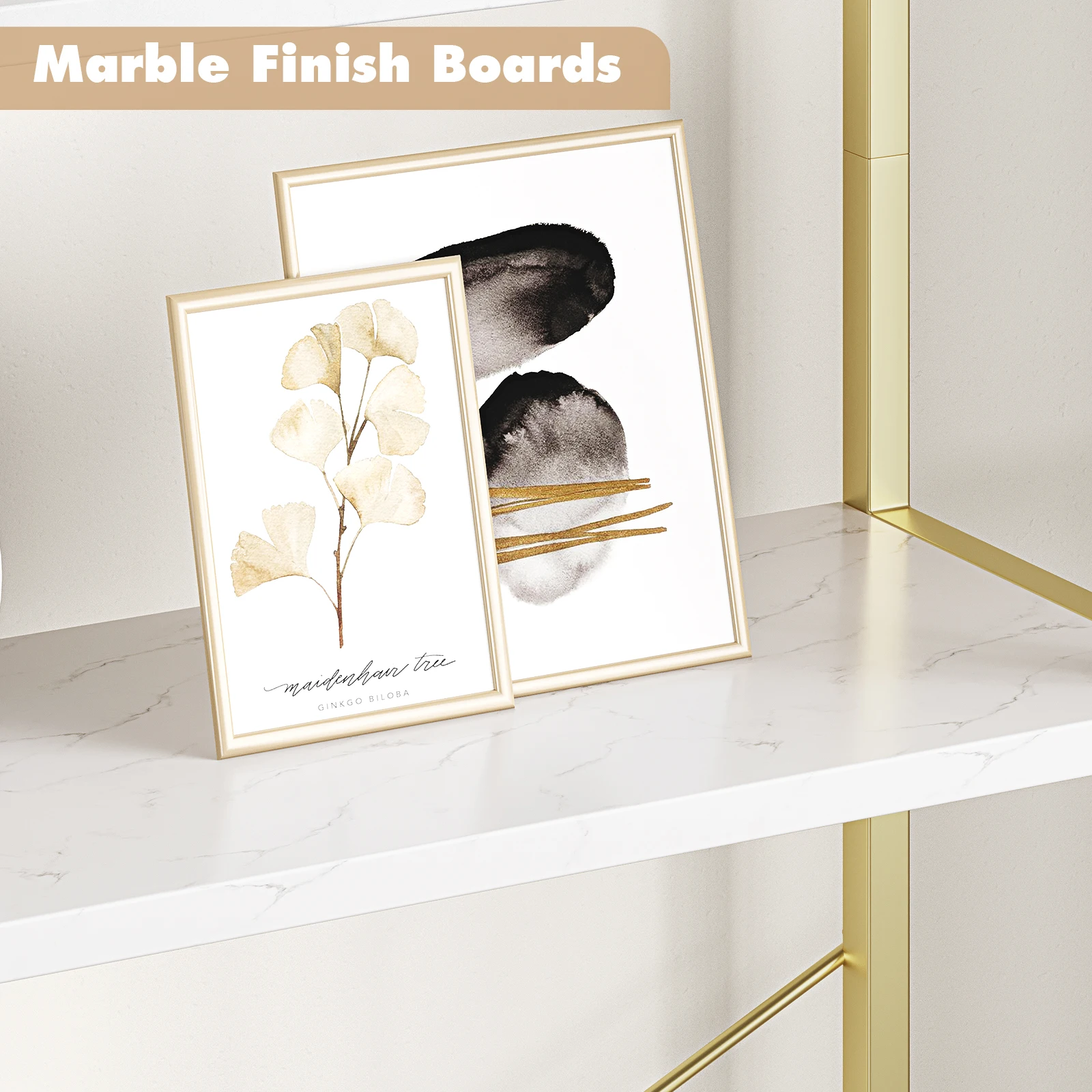 Bookshelf 5 Tier Bookcase Arched Display Racks Tall Standing Bookshelves Metal Frame Modern Storage Rack Shelf Large Wood Book S