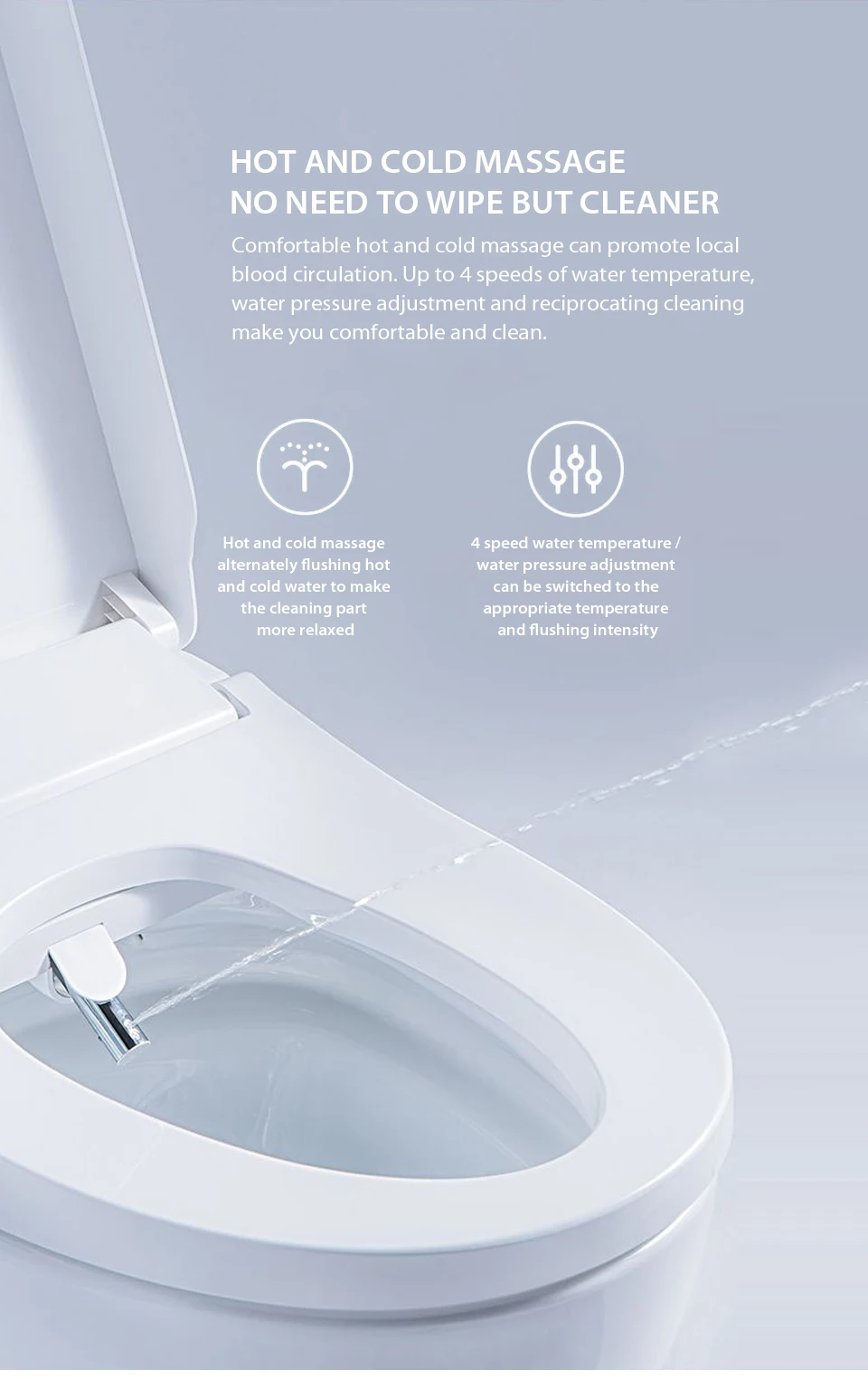 EcoFresh Smart toilet seat auto seat cover flip Electric Bidet intelligent heated toilet seat cover lighting Massage