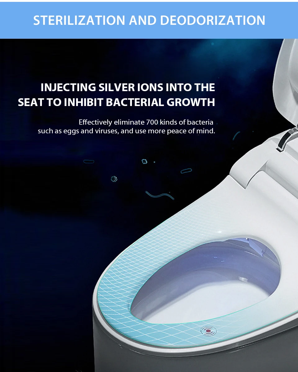 EcoFresh Smart toilet seat auto seat cover flip Electric Bidet intelligent heated toilet seat cover lighting Massage