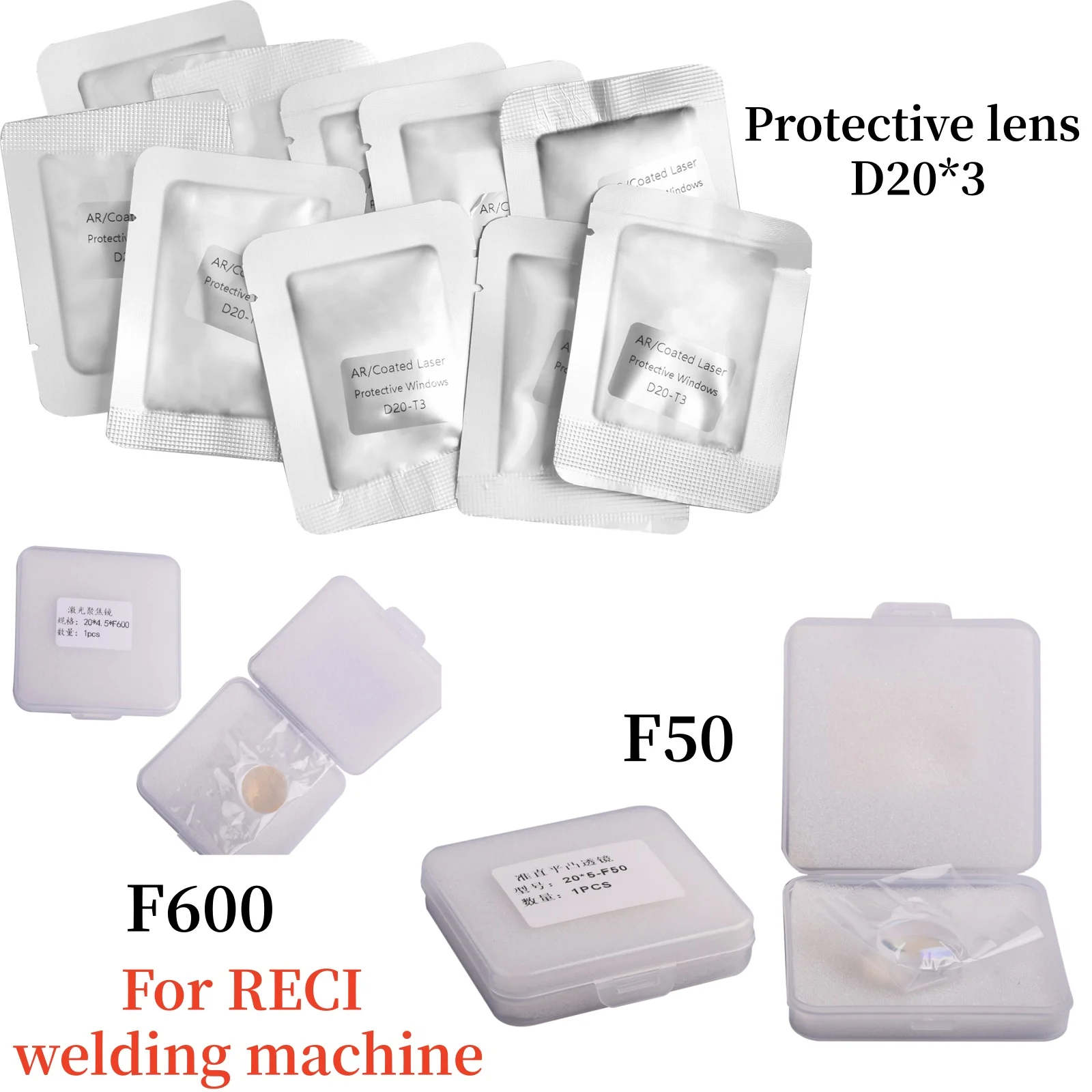 [EU/AU] RECI Protective lens D20*3 Collimator Lens F50 Focus Lens F600 for RECI 4IN1 Metal Welding Machine HW980 Gun 1500W-3000W