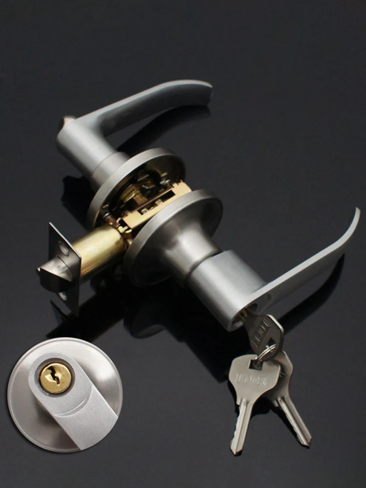 Locking Door Handle Stainless Steel Entrance Door Handles Interior Lever Lock Door Knob Replacement for Bedroom Front Door