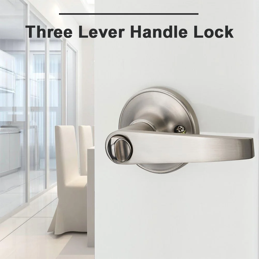 Locking Door Handle Stainless Steel Entrance Door Handles Interior Lever Lock Door Knob Replacement for Bedroom Front Door