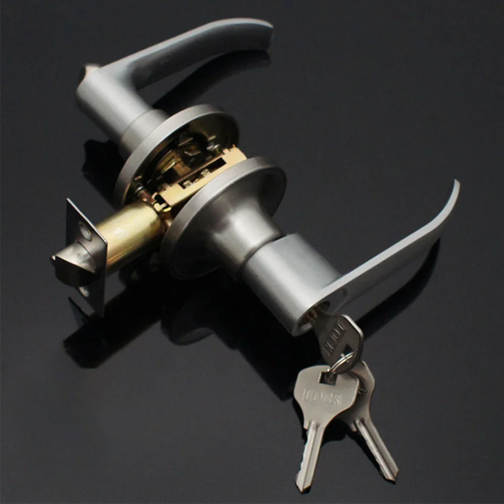 Locking Door Handle Stainless Steel Entrance Door Handles Interior Lever Lock Door Knob Replacement for Bedroom Front Door
