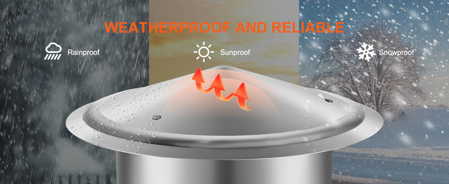 SucceBuy Chimney Cap 6inch 304 Stainless Steel Round Roof Rain Cap 11.81-inch Increased Caps for Insulation Vent Cover Outside