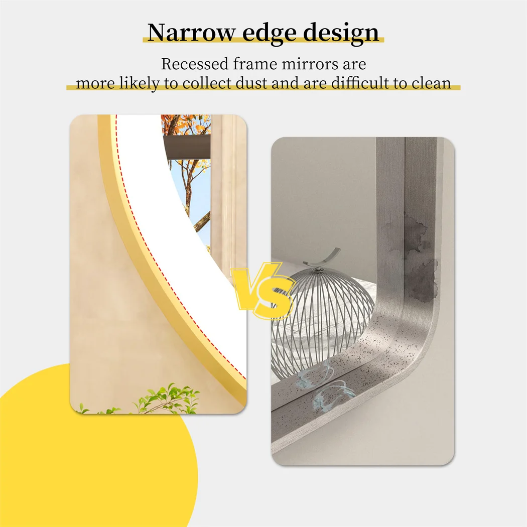 LUVODI 48x24" Gold LED Bathroom Mirror,Aluminum Frame Wall Mounted Illuminated Vanity Mirror with Demister Pad,Luxury Bath Decor